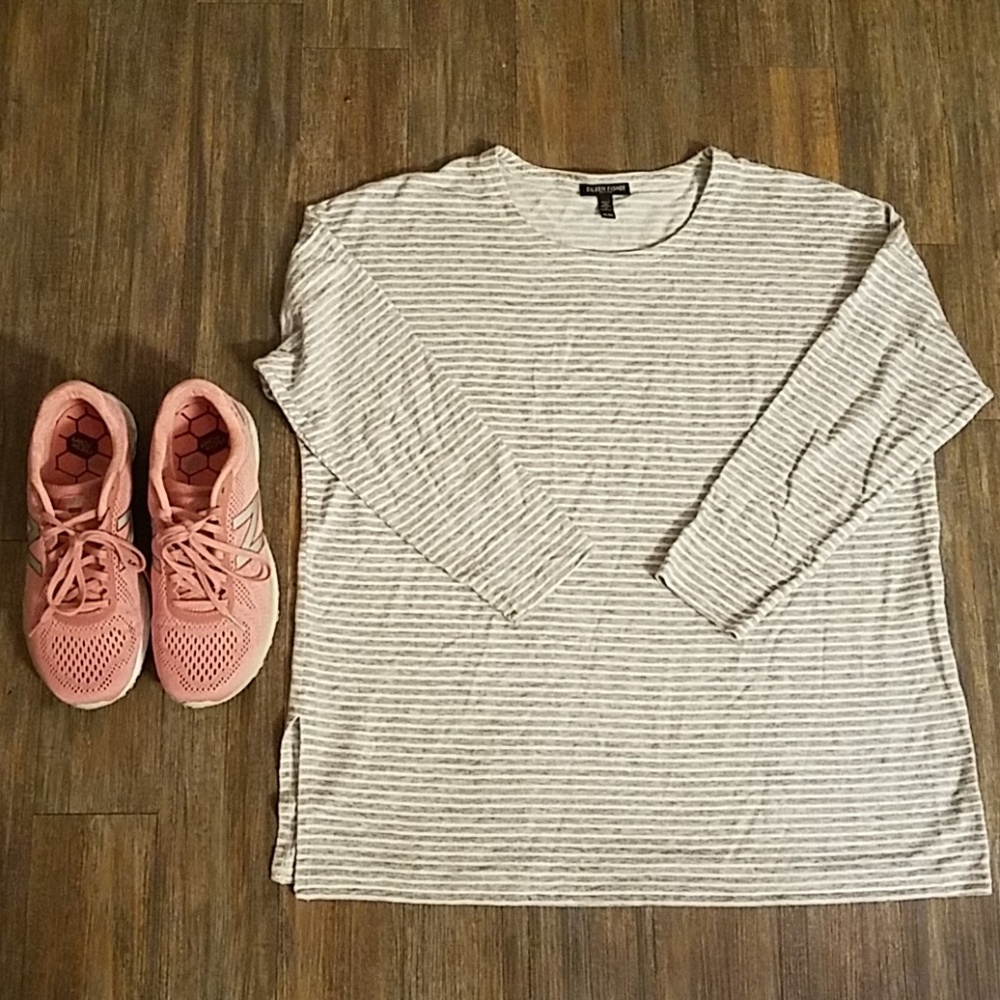 Eileen Fisher Super soft Grey Striped Terry Shirt